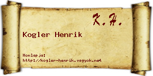 Kogler Henrik névjegykártya